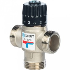 Клапан смесительный Stout термостатический для систем отопления и ГВС 1 НР 35-60С KV 1,6 м3/ч, SVM-0020-166025