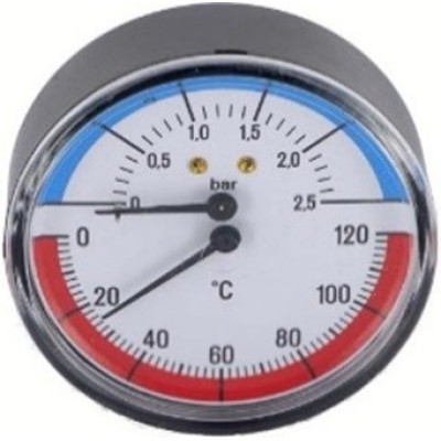 Термоманометр MVI аксиальный диаметр корпуса, мм: D80, 10 bar (1 МПа) от 0C до 120C, 1/2