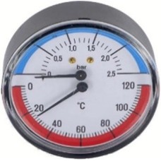 Термоманометр MVI аксиальный диаметр корпуса, мм: D80, 6 bar (0,6 МПа) от 0C до 120C, 1/2