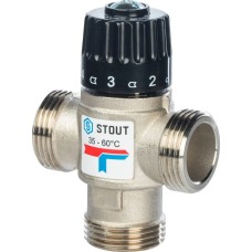 Клапан смесительный Stout термостатический для ситем отопления и ГВС 1 НР 35-60С KV 2,5 м3/ч, SVM-0020-256025