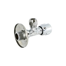 Вентиль UNI-FITT Н-обж 1/2 х 10 мм (3/8) для подключения бачков и смесителей, хромированный с металлической рукояткой