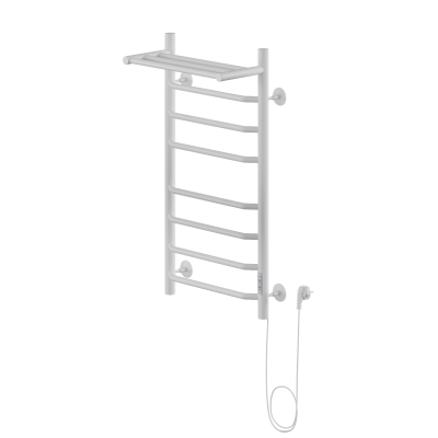Полотенцесушитель Электрич.кабельный Ника WAY-3 80/40 с полкой RAL9016 белый матовый левый тэн